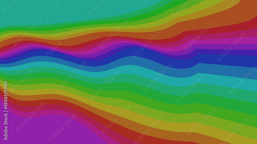 Obraz premium Rich Rainbow Wave: Colorful Layered Stripes with Dynamic Motion and Vivid Shades, Creating a Visually Stunning Backdrop (113 chars)