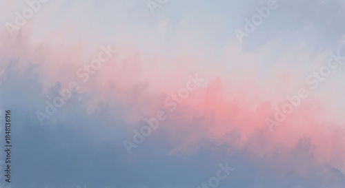 Abstract pastel pink and blue gradient sky with soft textured brushstrokes creating a dreamy atmosphere
