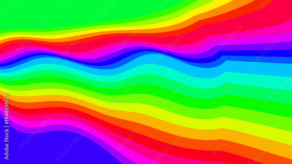 Obraz premium Vivid Rainbow Wave Layers: Abstract Colorful Stripe Background for Energetic & Creative Design Projects