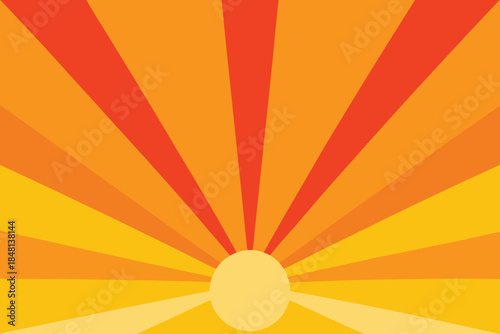 Warm Radial Sunburst Background with Yellow Orange Rays