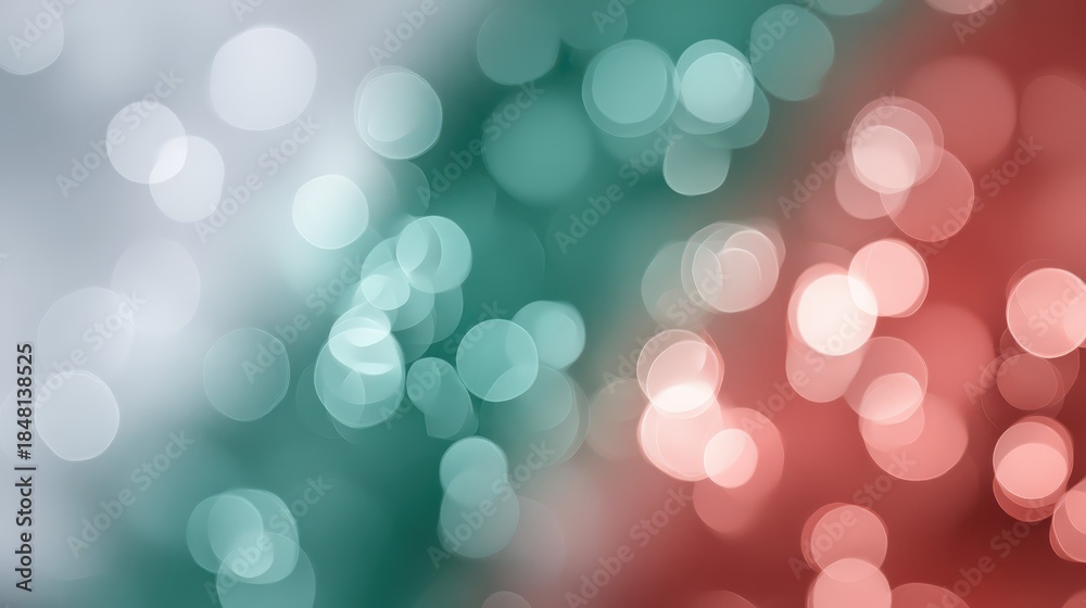 Fototapeta premium Abstract bokeh background with red and teal glowing lights