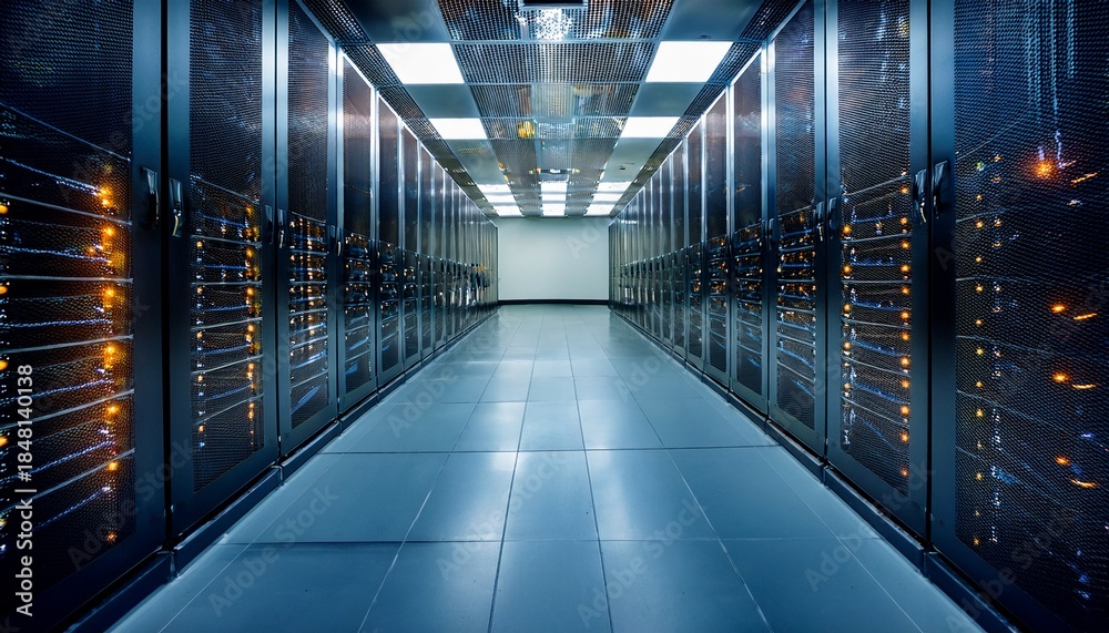 Fototapeta premium rows of server racks in a modern data center