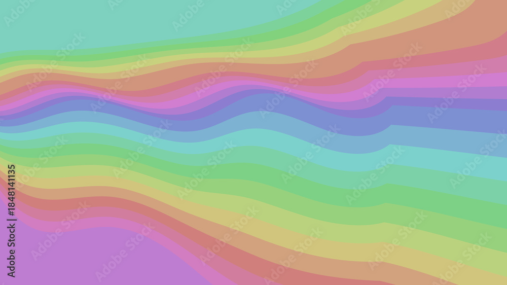 Obraz premium Muted Rainbow Wavy Layers: Subdued Abstract Background for Subtle Designs and Artistic Projects