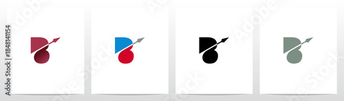Spear Arrow Swoosh Cut Letters in Half Initial Logo Design B