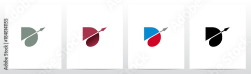 Spear Arrow Swoosh Cut Letters in Half Initial Logo Design D