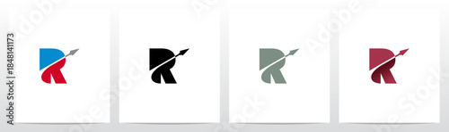 Spear Arrow Swoosh Cut Letters in Half Initial Logo Design R
