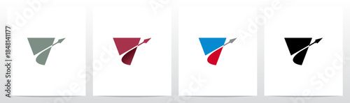 Spear Arrow Swoosh Cut Letters in Half Initial Logo Design V