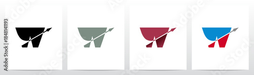 Spear Arrow Swoosh Cut Letters in Half Initial Logo Design W