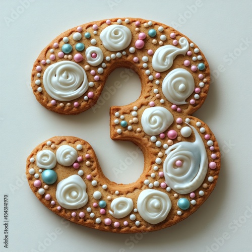Delicious Decorated Gingerbread Cookie Number Three Sweet Treat