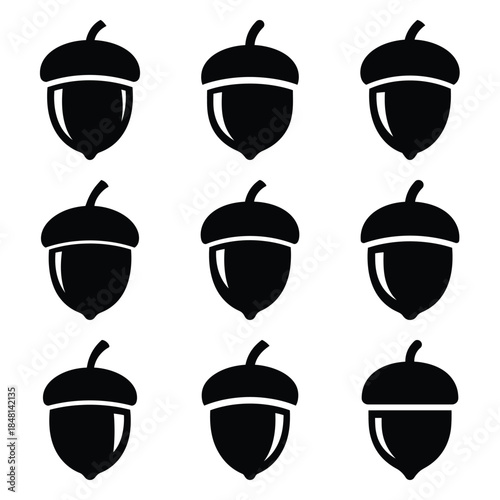 acorn silhouette simple icon set