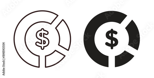 Asset allocation icon vector Illustration and outline Icons. vector silhouette.