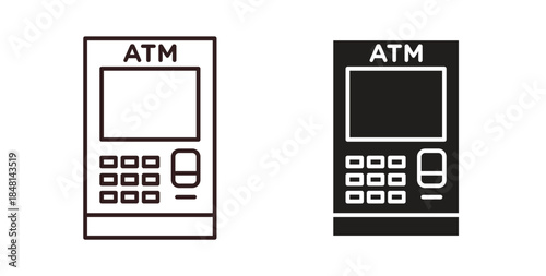 Atm icon vector Illustration and outline Icons. vector silhouette.