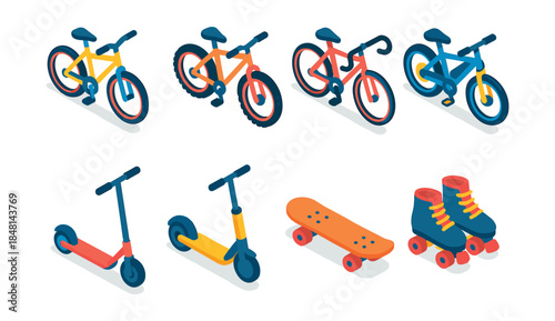 Personal Transportation Isometric Icons Set