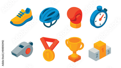 Sports isometric icons set