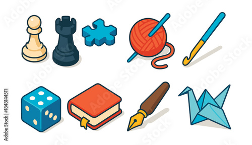 Hobbies and Activities Colorful Icons Collection