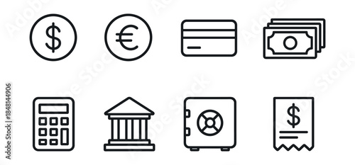 Finance and Banking Simple Line Icons Set