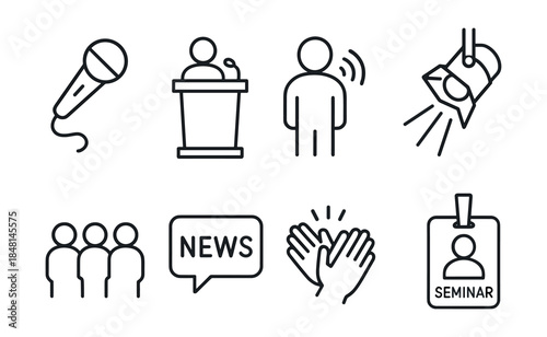 Event and communication line icons set