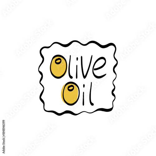 Elegant olive oil label illustration with clean outlines and a natural Mediterranean tone. Ideal for premium packaging, organic product branding, and high-quality food visuals