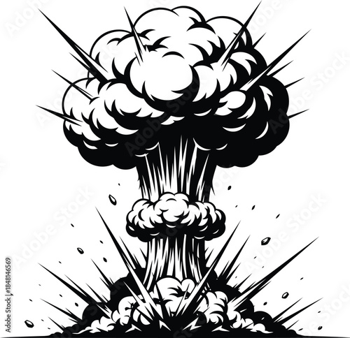 Black and White Comic Style Explosion Cloud Burst comic book