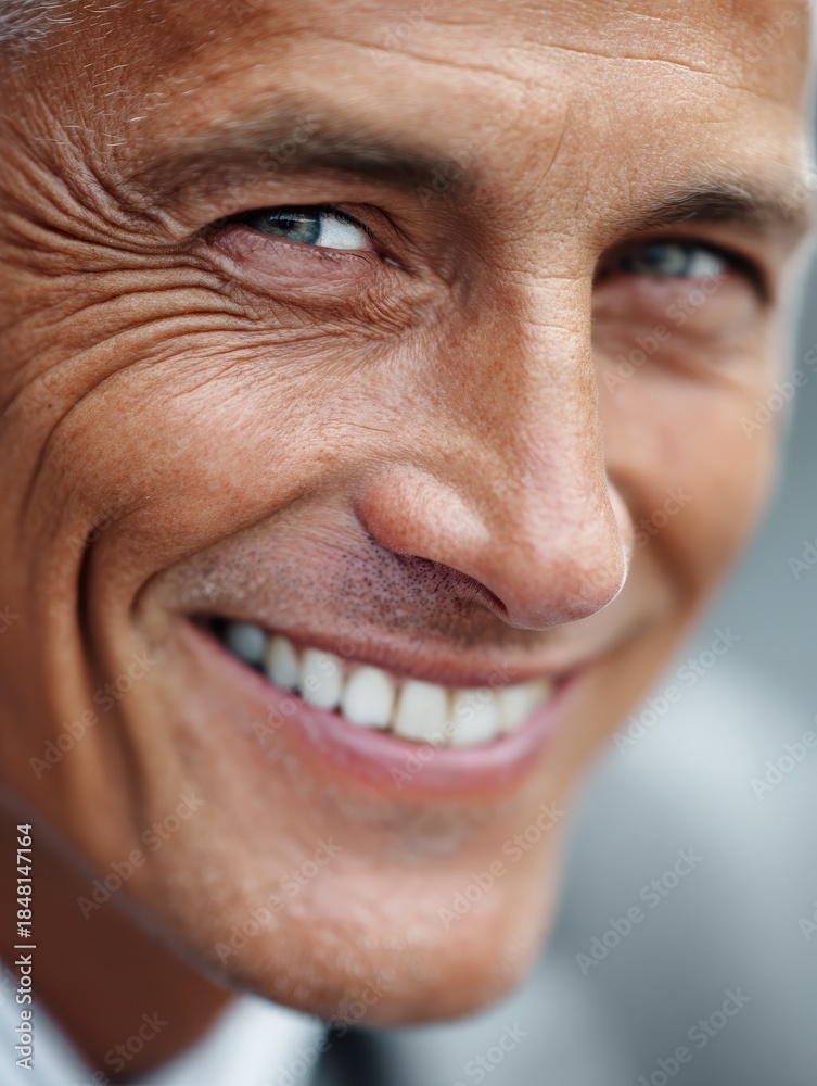 Fototapeta premium closeup of happy mature businessman smiling outdoor no logos no brands ar 34