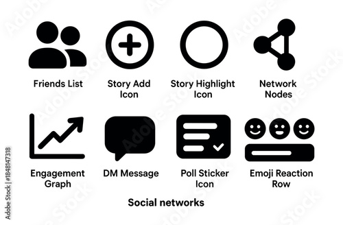 Social networks black icons set