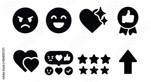 User feedback and rating silhouette icons set