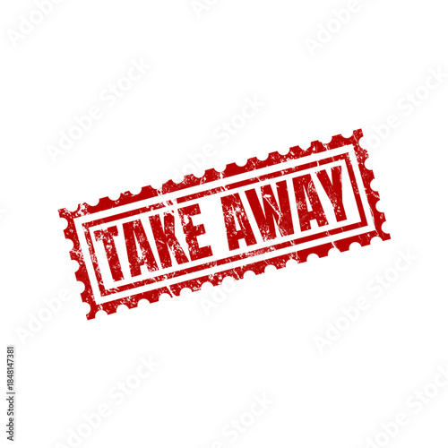 Take away red rubber stamp with grunge effect, vector illustration