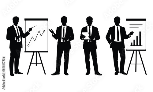 Silhouettes of Colleagues Discussing Reports and Business Metrics