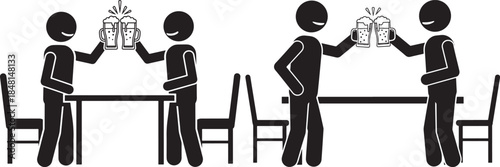 An illustration of friends celebrating by clinking beer mugs, a symbol of friendship and good times