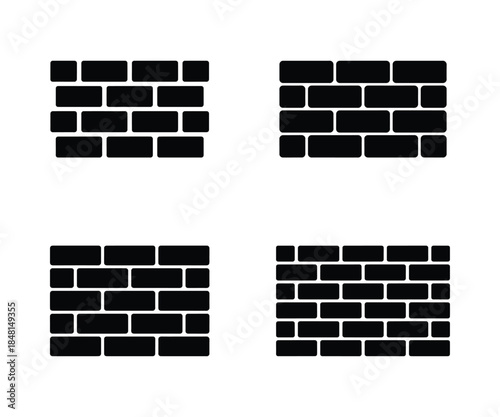 Minimal brick wall set, Modern rounded masonry vector collection
