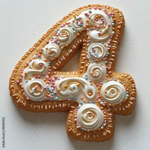 Delicious Decorated Gingerbread Cookie Number Four Sweet Treat
