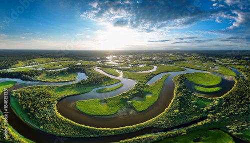 aerial restoration of wetlands nature based climate solutions lush landscape vibrant ecosystem scenic viewpoint