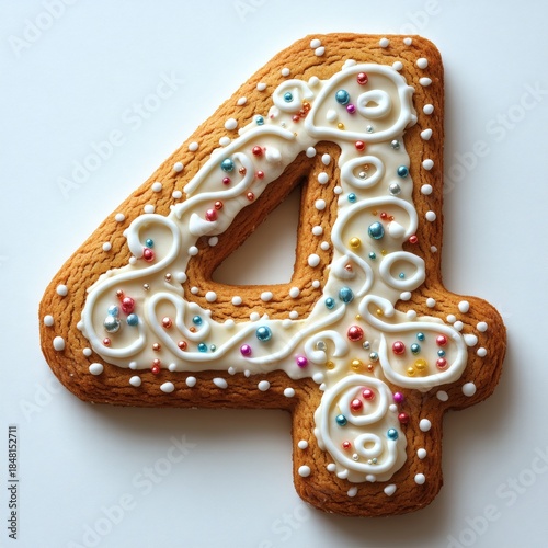 Delicious Decorated Gingerbread Cookie Number Four Sweet Treat