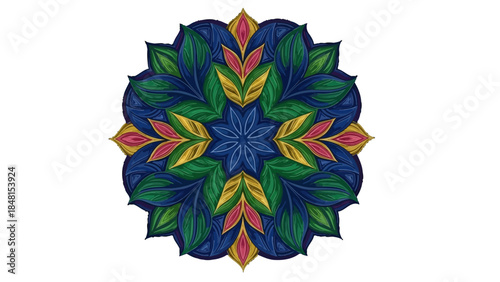 Floral Mandala: A captivating illustration of a floral mandala, featuring intricate designs and vibrant color palettes, evokes a sense of peace and harmony