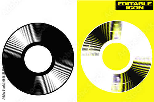 Black and white vinyl records icon