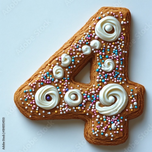 Delicious Decorated Gingerbread Cookie Number Four Sweet Treat