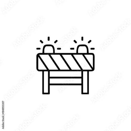 Construction site, Road closed for emergency icon logo flat vector design