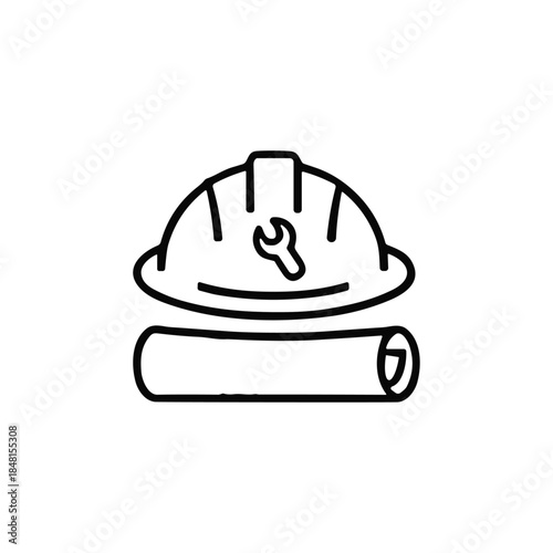 Construction plan icon logo flat vector design