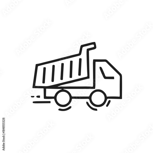 Dump truck icon logo flat vector design