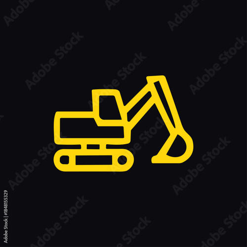 Bulldozer icon logo flat vector design