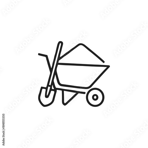 Wheelbarrow icon logo flat vector design