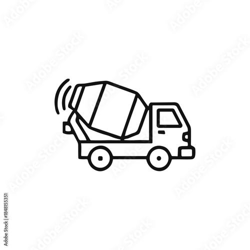 Mixer truck icon logo flat vector design