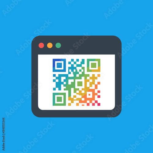 Qr code icon logo flat vector design