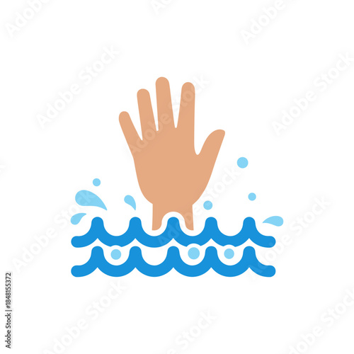Help, Drowning icon logo flat vector design