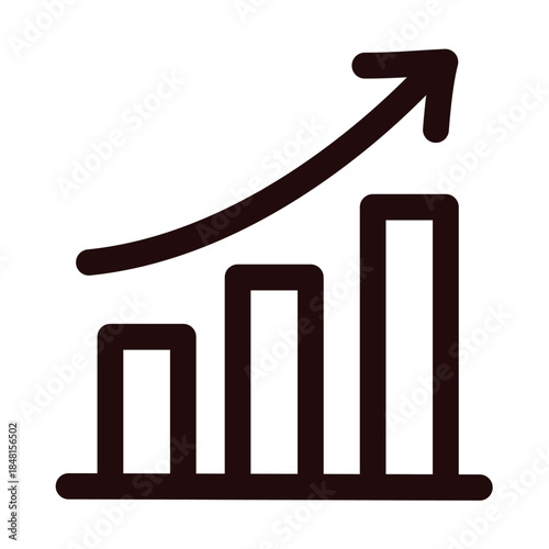 Outline Growing Bar Graph with Upward Arrow Icon