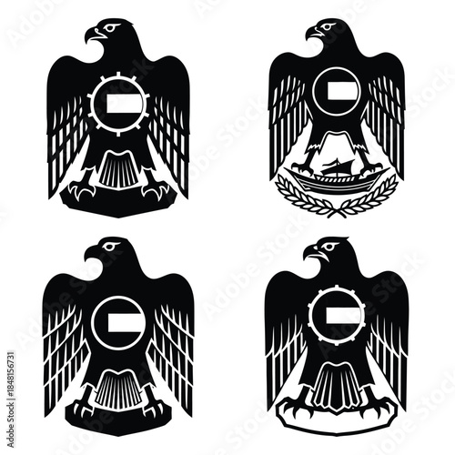 uae falcon crest icons set