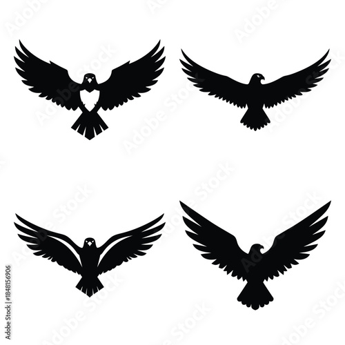 uae falcon wings icons set