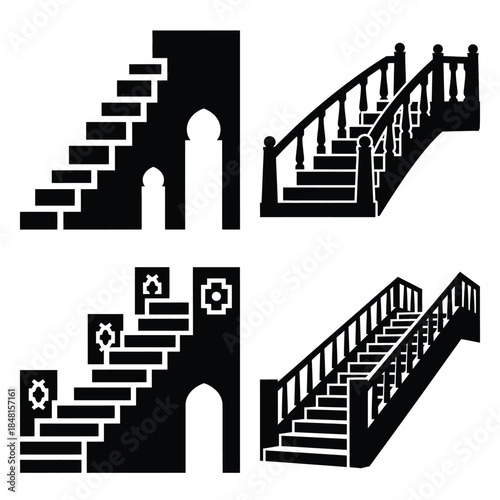 Schilderij op canvas uae heritage staircase icons set