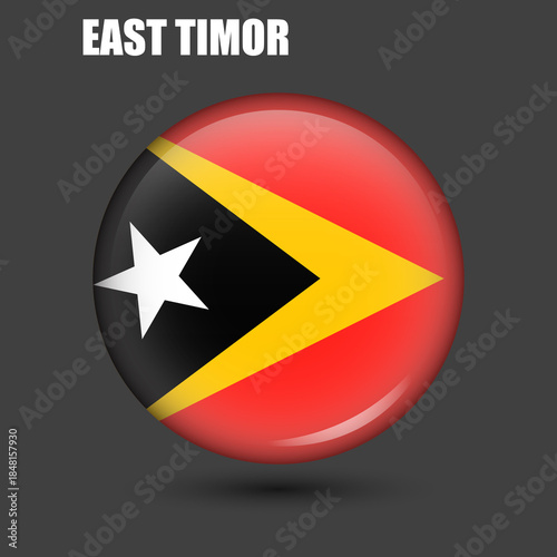 Free Download The national flag of East Timor is shaped like a circle.Vector.A round 3d flag icon with high detail.A spherical illustration of the flag. - GFXLoad