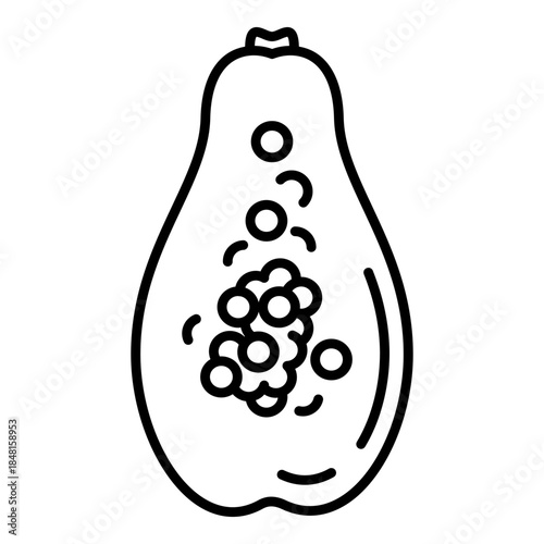 Vector Outline Icon - Papaya Fruit